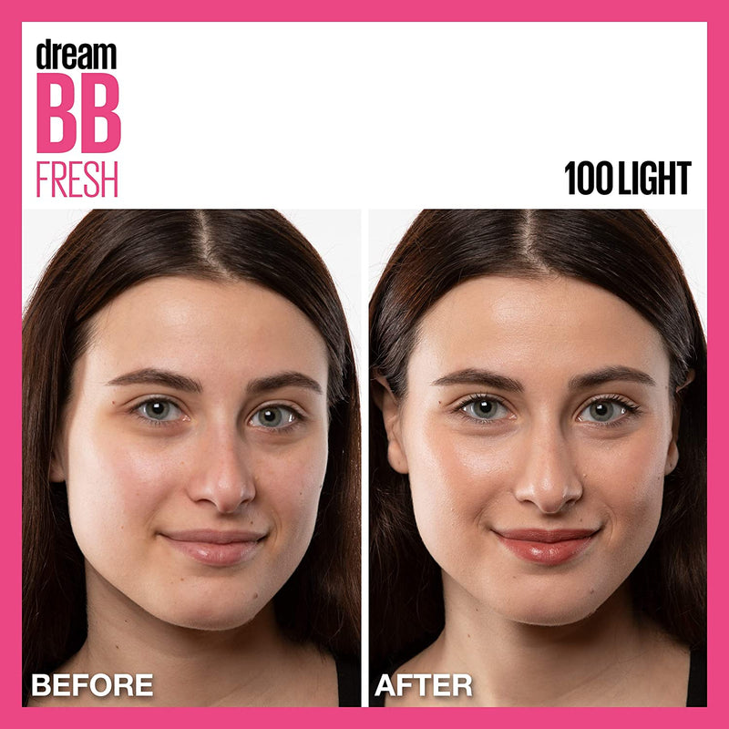 Maybelline Dream Fresh Skin Hydrating BB cream, 8-in-1 Skin Perfecting Beauty Balm with Broad Spectrum SPF 30, Sheer Tint Coverage, Oil-Free, Light, 1 Fl Oz Maybelline New York