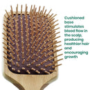 Giorgio Wooden Bristle Paddle Hairbrush, Large Detangling Cushion Brush for Thick Curly or Long Hair, Anti Static, Reduce Frizz and Massage Scalp, Detangler Hair Brush for Women Men and Kids GIORGIO