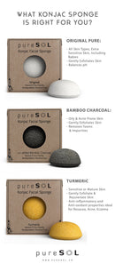 pureSOL Konjac Sponge - Activated Charcoal - Facial Sponge, 100% Natural Sponge, Eco-Friendly - Great for Acne, Exfoliating pureSOL