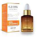 Glow Renewal 20% Vitamin C Serum for Face & Eye - Brightening & Anti-Aging with Hyaluronic Acid & Botanical Extracts - Evens Skin Tone, Targets Fine Lines & Dark Spots, 1 oz Infinity Warehouse