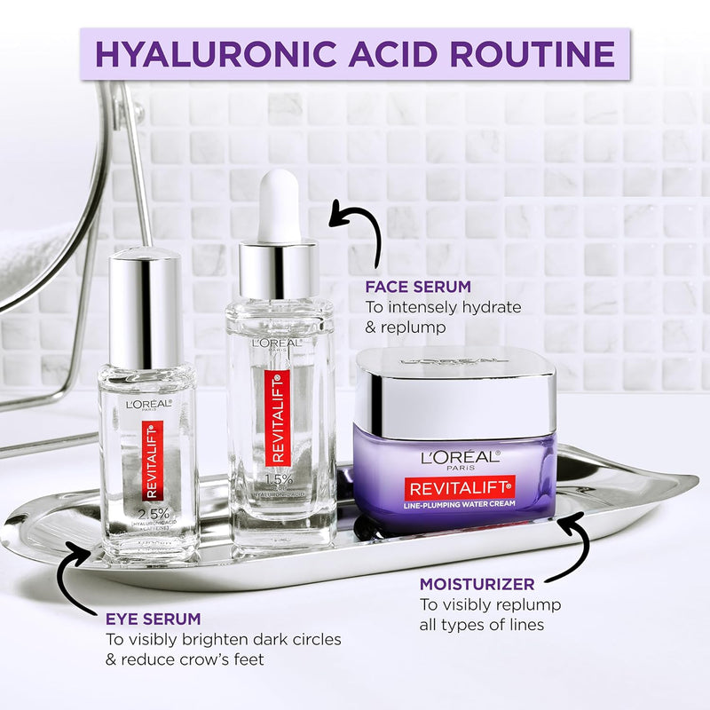 L'Oreal Paris Revitalift 1.5% Pure Hyaluronic Acid Face Serum, Hydrate & Reduce Wrinkles, Fragrance Free 1.7 oz Infinity Warehouse