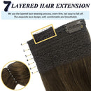 GOO GOO Halo Extensions Remy Human Hair Extensions Ombre Walnut Brown to Ash Brown and Bleach Blonde 80g 16 Inch Invisible Wire Flip Hair Extensions Couture Hairpiece with Secrect Fish Line GOO GOO Store