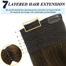 GOO GOO Human Hair Extensions Halo Hair Ombre Walnut Brown to Ash Brown and Bleach Blonde 70g 14 Inch Remy Hair Extensions with Hidden Crown Wire Flip Hair Secrect Extensions Straight Hairpiece GOO GOO Store