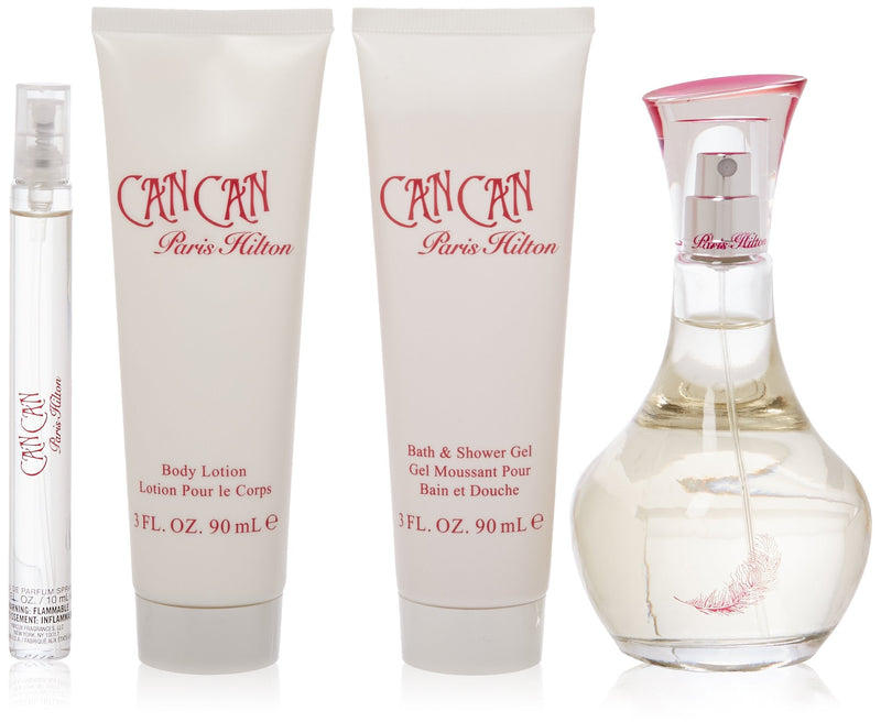 Paris Hilton Can 4 Pc. Gift Set (1 X Edp Spray 3.4 Ounce + 1 X Can Edp Spray 0.34 Ounce + 1 X Body Lotion 3 Ounce + 1 X Bath & Shower Gel 3 Ounce), 3.4 Fl Ounce Paris Hilton