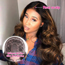 UNice Ombre Highlight U Part Wig Human Hair Body Wave for Black Women Middle Part, Brazilian Virgin Hair Glueless Full Head U Shape Clips in Half Wig 150% Density 18inch UNICE Store