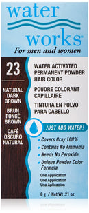 Water Works Water Activated Permanent Powder Hair Color for Men and Women, 23 Natural Dark Brown Water Works