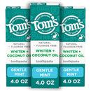 Tom's of Maine Whiten Plus Coconut Oil Fluoride Free Toothpaste, Natural Whitening Toothpaste with Plant-Based Cleansers, Whitens Without Causing Sensitivity, Gentle Mint, 4.0 Oz (Pack of 3) Infinity Warehouse