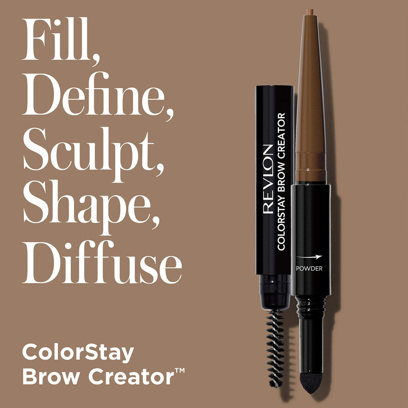 Revlon Colorstay Eyebrow Pencil Creator with Powder & Spoolie Brush to Fill, Define, Sculpt, Shape & Diffuse Perfect Brows, Medium Brown (635) 0.23 oz REVLON