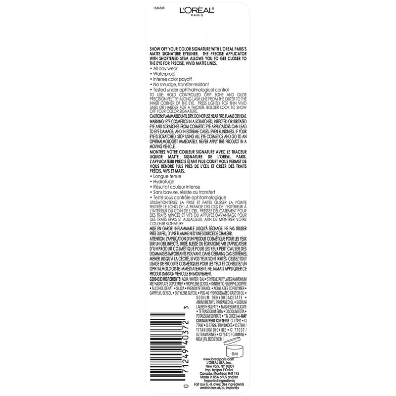 L'Oreal Paris Makeup Matte Signature Liquid Dip Eyeliner, Waterproof, Precise and Easy Application, All Day Wear, Vivid Matte Finish, Greige, 0.07 fl; Oz. L'Oreal Paris