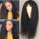 BLY Kinky Curly Lace Front Wigs for Black Women Human Hair Pre Plucked Knots Bleached 4x4 Lace Closure Wig Deep Curly Hair 150% Density 1B Black Color 26 Inch BLY