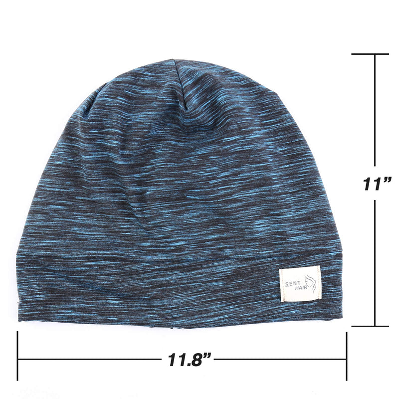 Sent Hair Silky Satin Lined Bonnet for Women Hair Cover Bonnet Sleep Cap Adjustable Slouchy Beanie Hat for Long Curly Hair,Braids,Dreadlocks(Blue) sent hair Store