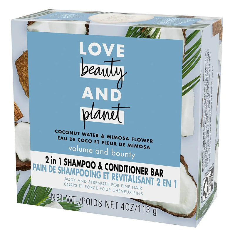 Love Beauty And Planet Volume and Bounty 2 in 1 Shampoo and Conditioner Bar for Thinning Hair Coconut Water & Mimosa Flower Body and Strength 4.0 oz Love Beauty And Planet Store
