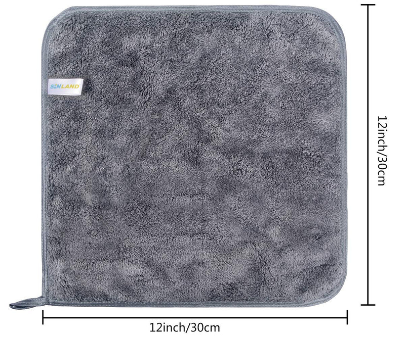 Sinland Microfiber Face Cloths for Bath Reusable Makeup Remover Cloth Ultra Soft and Absorbent Washcloths for Baby 12Inch x 12Inch (12pack, Grey) SINLAND