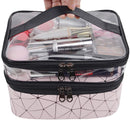 MKPCW Makeup Bags Double layer Travel Cosmetic Cases Make up Organizer Toiletry Bags (Pink) MKPCW Store