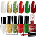 Morovan Fingernail Nail Polish Set: Holographic Metallic Ombre Lacquer Air Dry Nail Polish Regular Nail Pack 0.27oz Glitter Finger Nail Bulk Toenail Polish Kit Halloween Fall Gift for Women Infinity Warehouse