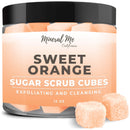 Body Scrub Exfoliator - 12oz SWEET ORANGE Sugar scrub cubes w/Mango Butter & Shea butter- Ultra Hydrating & Moisturizing - All Natural & Organic for all body exfoliation- For hands, arms legs, elbow & foot Mineral Me California