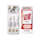 KISS imPRESS Press-On Manicure, Nail Kit, PureFit Technology, Short Press-On Nails, Square, Knock Out, Includes Prep Pad, Mini File, Cuticle Stick, and 30 Fake Nails KISS