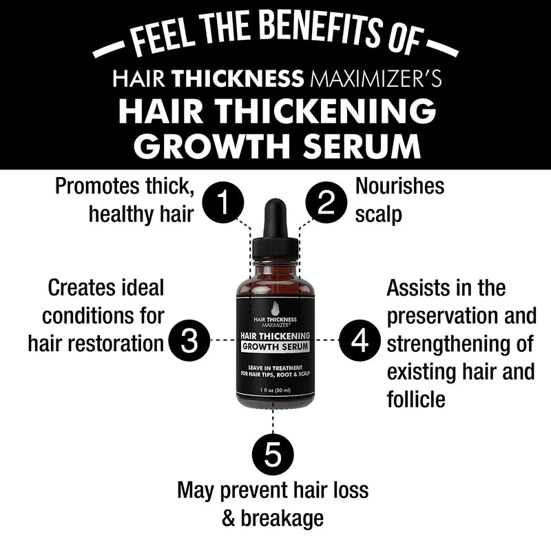 Hair Growth Serum - Hair Loss Prevention Treatment by Hair Thickness Maximizer. Best Natural Oils For Thinning Hair. Replenish Hair Follicles for Men, Women. Thickening Leave In Conditioner Serum 1oz Hair Thickness Maximizer Store