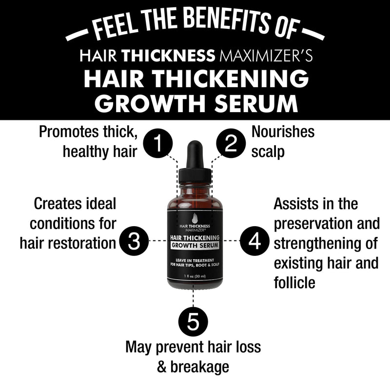 Hair Growth Serum - Hair Loss Prevention Treatment by Hair Thickness Maximizer. Best Natural Oils For Thinning Hair. Replenish Hair Follicles for Men, Women. Thickening Leave In Conditioner Serum 1oz Hair Thickness Maximizer