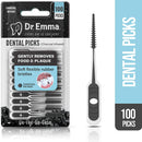 Dr. Emma Soft Rubberized Dental Picks Brush Picks, 100 Count (1 Packs, Charcoal) Dr. Emma