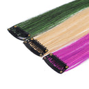 SWACC 12 Pcs Ombre Colored Party Highlights Clip on in Hair Extensions Multi-Colors Hair Streak Synthetic Hairpieces (12 Colors in Set -Straight) SWACC