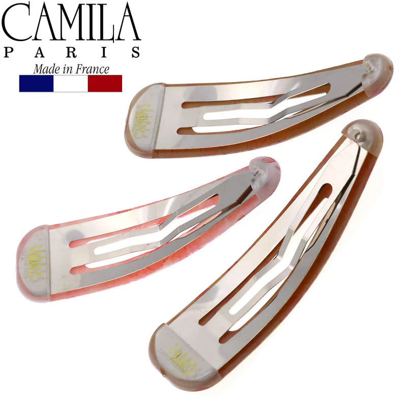 Camila Paris CP2932 French Hair Snap Clip Barrette, Hair Slides Clic Clac for Women, Styling Girls Side Slide-in Metal Snap Pin Hair Accessories for Women. Strong Hold, No Slip Grip, Made in France Camila