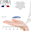 Camila Paris CP3042 French Hair Barrette Clip for Girls, Set of 2 Blue Rubberized Metal Clasp Strong Hold Grip Hair Clips for Women, No Slip Durable Styling Girls Hair Accessories, Made in France Camila