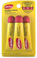 Carmex Medicated Lip Balm Tubes, Lip Moisturizer for Dry, Chapped Lips, 0.35 OZ - 3 Count Carmex