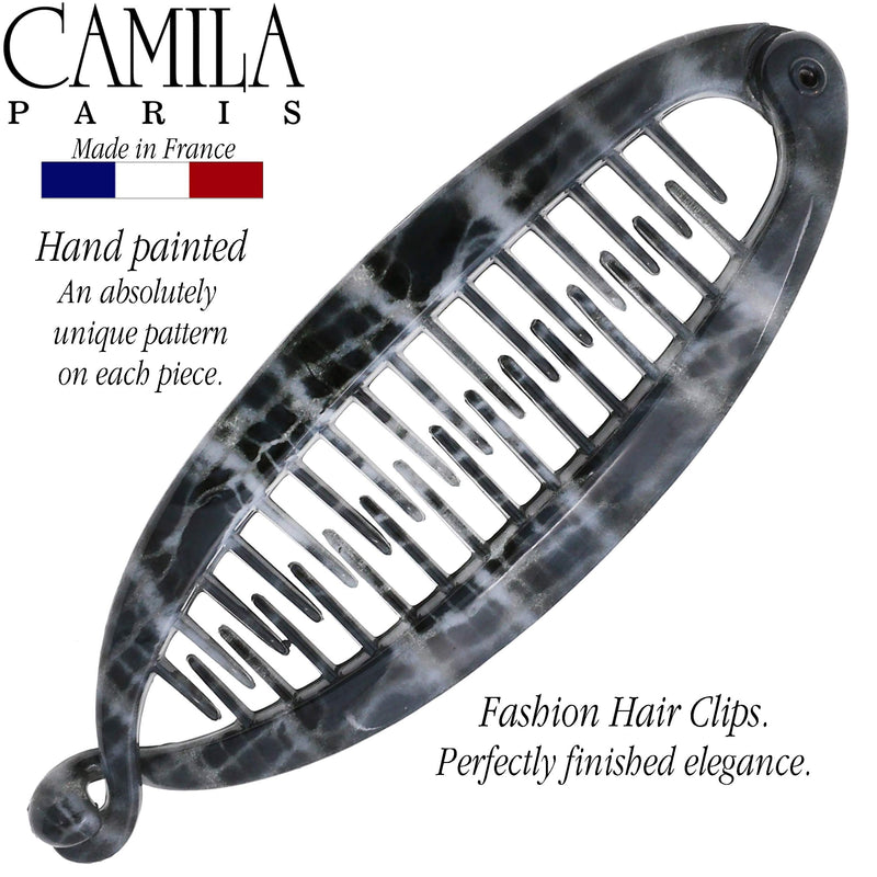 Camila Paris CP3102 4.5 inch French Banana Clip Hair Comb Classic Girls Updo Flexible Ponytail Holder Interlocking Banana Combs, Fashion Durable Styling Hair Accessories for Women, Made in France Camila