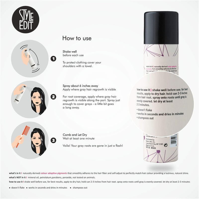 Style Edit Root Concealer Spray Light Brown And Invisible Dry Shampoo, to Cover Up Roots and Grays And Refresh Your Hair. STYLE EDIT