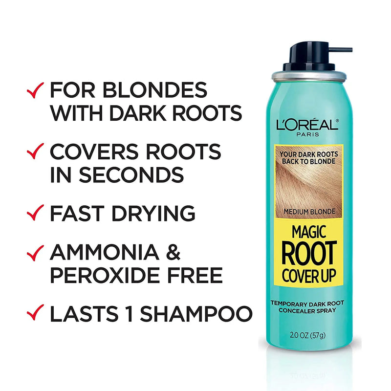 L'Oreal Paris Magic Root Cover Up Hair Color Magic Root Cover Up Concealer Spray For Blondes with Dark Roots, Ammonia and Peroxide Free, Light Blonde, 2 fl. oz. L'Oreal Paris Store