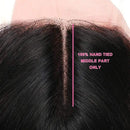 UNice Hair 4X4 Lace Closure T-Part Lace 100% Human Hair Brazilian Body Wave 4X0.75 Hand-Tied Lace Closure Middle Part Unprocessed Remy Hair Natural Color 16inch UNICE Store