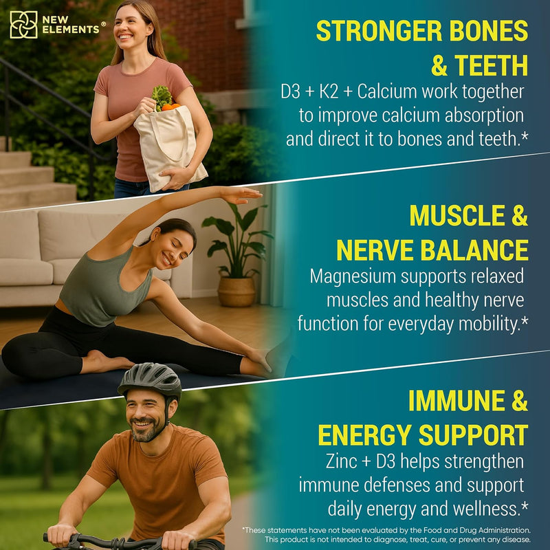 Calcium Supplements 1200mg for Women & Men with Vitamin D3 K2 + Magnesium Glycinate & Zinc | D3 10,000 IU | K2 200mcg | Magnesium 200mg | Zinc 20mg | Bone, Muscle & Immune Support - Vegan - Non-GMO Infinity Warehouse