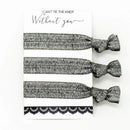 Bachelorette Hair Ties Set No Crease Ribbon Elastics Ouchless Ponytail Holders Hair Bands for Bachelorette Gift Bridesmaid Gift Bride Showers (6 Pack, Glitter Grey) Mebel Lola