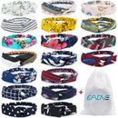 16 Packs Headbands for Women, EAONE Fashion Boho Headbands No Slip Head Bands Criss Cross Twisted Fabric Headwraps Cute Elastic Hair Bands for 90s, 2000s, Girls & Women with Storage Bag, Floral Style EAONE