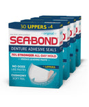 Sea-Bond Secure Denture Adhesive Seals, Original Uppers, Zinc Free, All Day Hold, Mess Free, 30 Count (Pack of 4) Sea-Bond