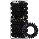 Kitsch Spiral Hair Ties, Coil Hair Ties, Phone Cord Hair Ties, Ponytail Hair Coils No Crease, Headband - 8 pcs (Black) Kitsch