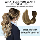 GOO GOO Halo Extensions Remy Human Hair Extensions Ombre Walnut Brown to Ash Brown and Bleach Blonde 80g 16 Inch Invisible Wire Flip Hair Extensions Couture Hairpiece with Secrect Fish Line GOO GOO Store