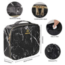 Travel Makeup Train Case Makeup Cosmetic Case Organizer Portable Artist Storage Bag 10.3'' with Adjustable Dividers for Cosmetics Makeup Brushes Toiletry (a marble black) Relavel Store