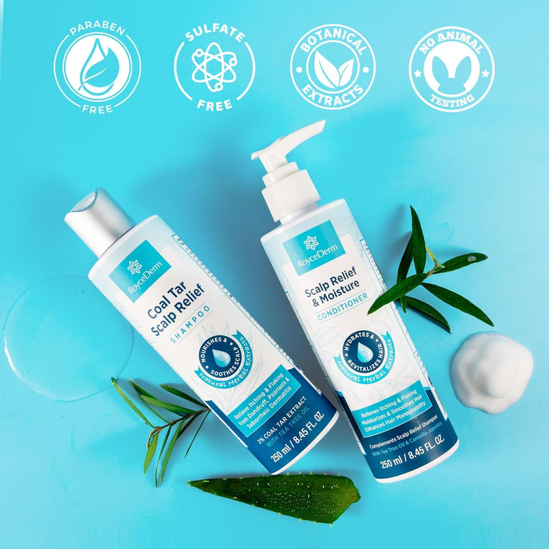 Roycederm Coal Tar Antidandruff Shampoo & Conditioner Set: 2% Coal Tar Extract Scalp Relief Shampoo for Psoriasis, Dandruff & Seborrheic Dermatitis - Soothes Itchy Scalp, Hydrates Hair Infinity Warehouse