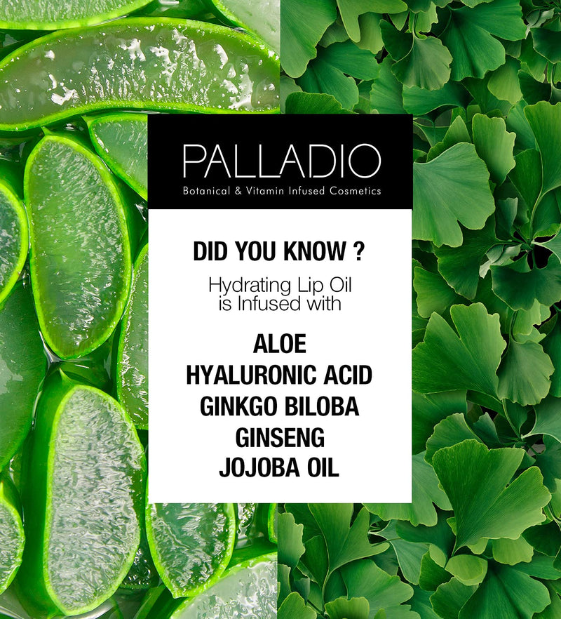 Palladio Hydrating Lip Oil Infused with Hyaluronic Acid, Non-Sticky Formula, Subtle shine with tinted sheer color, liquid lipstick, locks in moisture to prevent chapped lips, Vegan & Cruelty-Free | 0.13 Oz. (FLY) Palladio