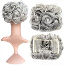 SWACC Short Messy Curly Dish Hair Bun Extension Easy Stretch hair Combs Clip in Ponytail Extension Scrunchie Chignon Tray Ponytail Hairpieces (Silver) SWACC Store