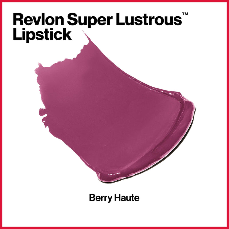 Revlon Super Lustrous Lipstick, High Impact Lipcolor with Moisturizing Creamy Formula, Infused with Vitamin E and Avocado Oil in Plum / Berry, Berry Haute (660) REVLON