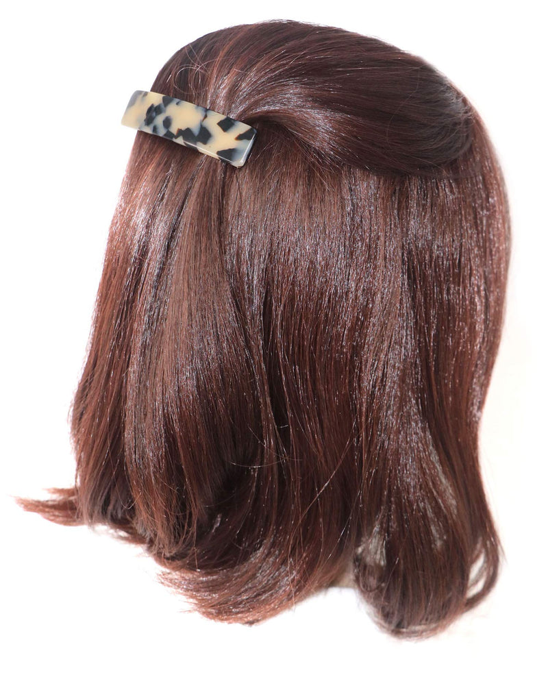 French Amie Oblong Handmade 3.5" Celluloid Automatic Hair Clip Barrette French Hair Clip for Girls Strong Hold Hair Clips for Women No Slip Durable Paris Hair Accessories, Made in France (White Tokyo) French Amie
