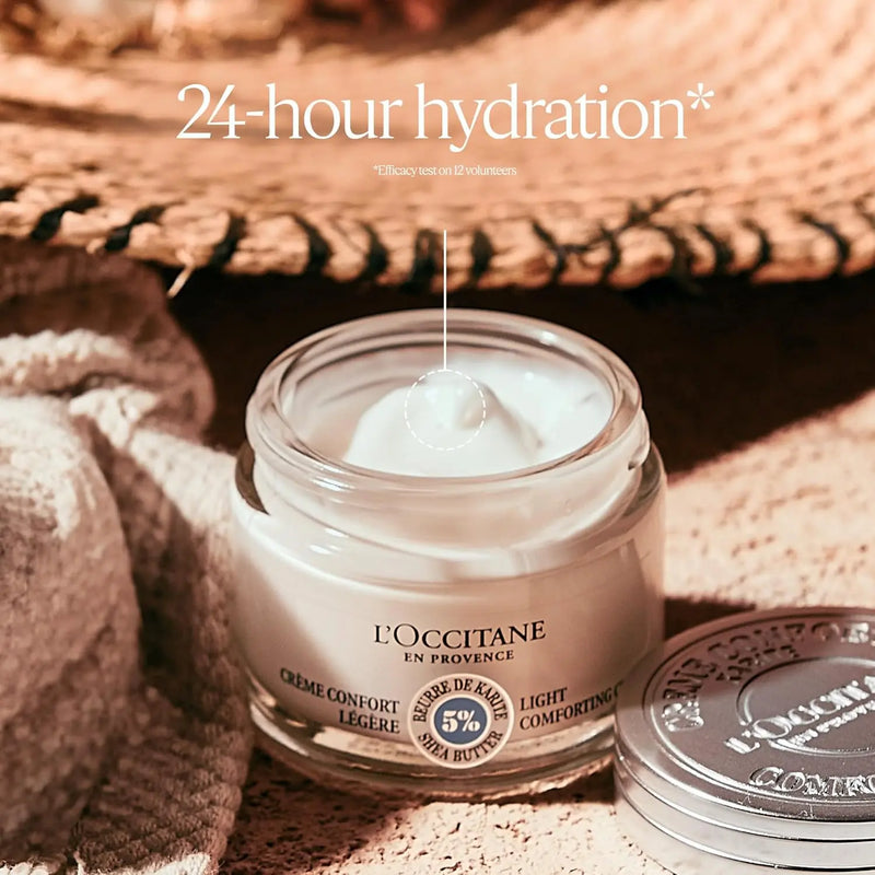 L’OCCITANE Shea Light Comforting Face Cream, 1.7 Fl. Oz: Non-Comedogenic, Lightweight Moisturizer, Soothe Skin, Hydrating, With 5% Organic Shea Infinity Warehouse