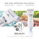Zoe+Ruth Electric Callus Remover USB Rechargeable Pedicure Foot File tool for Dry Cracked Skin on your Heels and Feet. International Charger, 3 Rollers, Travel Storage Case + 5 Pack Roller Bundle Zoe+Ruth