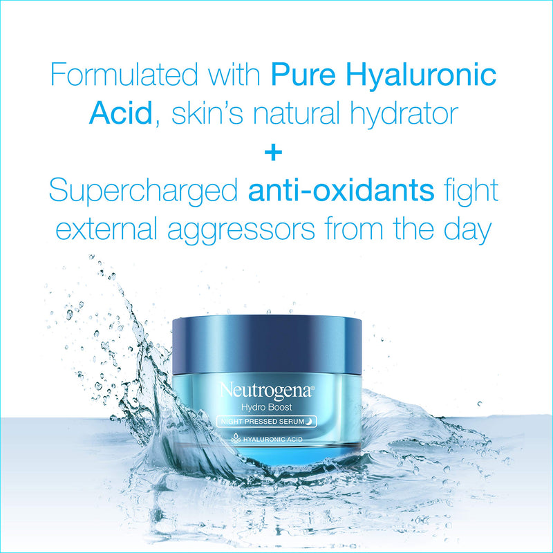 Neutrogena Hydro Boost Purified Hyaluronic Acid Pressed Night Serum, Facial Serum with Antioxidants & Hyaluronic Acid for Dry Skin, Oil-Free & Non-Comedogenic, 1.7 oz Neutrogena