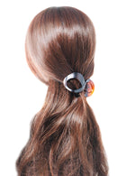 Parcelona French Infinity Loop Tortoise Shell Brown 3” Cellulose Acetate Side Slide In Yoga Flat Teeth Hair Claw Clip Clutcher for Women and Girls (Tortoise Shell Brown) Parcelona