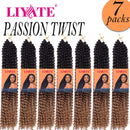 Passion Twist Hair 18 Inch 7 Packs/Lot Water Wave Crochet Hair Passion Twists Long Bohemian Hair Passion Twist Crochet Hair Synthetic Braiding Hair Extensions (1B/30/27