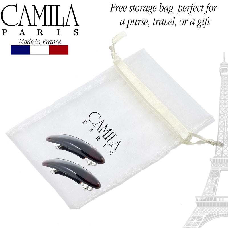 Camila Paris CP1438/2 French Hair Barrette Clip for Girls, Tortoise Small 2.5 inch Set of 2 Strong Hold Grip Hair Clips for Women, No Slip and Durable Styling Girls Hair Accessories, Made in France Camila